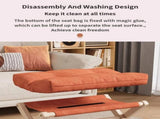 White Foldable Ottoman & Padded Footstool with Velcro Stability - Cotton Linen Portable Office Leg V888-ELOSUNG494236