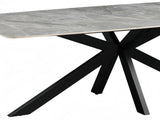 Dining Table Rectangular Shape Grey Sintered Stone Top Powder Coated Iron Legs V43-DT-KNGS