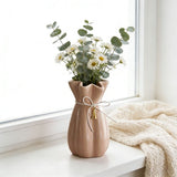 Ceramic Flower Vase, 8.07x4.52x4.52 in Decorative Table Vase, Elegant Home Accent, Modern V1369-AZ3-W-10417
