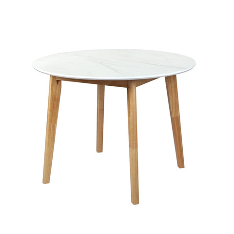 Levede Dining Table Round Rubberwood Base 100cm White 100 CM CH1127-100-WH