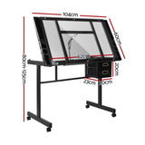 Artiss Drawing Desk Drafting Table Black DRAW-DESK-03-SI