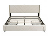 Artiss Queen Bed Frame with Charging Station and Storage Drawers Beige 300KG Noise Free BFRAME-L-SOME-Q-BG-AB
