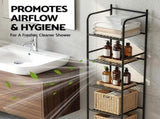 Artiss 2X Floor Standing Corner Shower Caddy 5 Tier Bathroom Organizer Black BSR-A-5T-142HX2