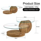 'MINORI' Double Layer Clear Tempered Glass Dark Wood Grain Coffee Table V656-WF-09