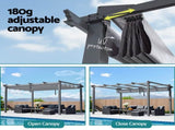 Instahut Gazebo Outdoor Garden Pergola Aluminium Frame Adjustable Canopy 3x4m Grey GAZB-IR-PGL-ALU-3X4-GY