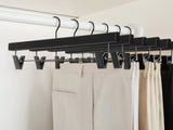 TOPIA HANGER Wooden Pants Hangers 10 Pack, Black Skirt Hangers with Clips and Rotatable Hook, V1258-DP02-F-235