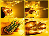 Solar Curtain Lights 138*LEDs, Star Moon Ramadan String Lights with 8 Lighting Mode, Waterproof V1366-AZ2-W-04178