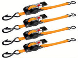 Yellow automatic webbing recovery ratchet strap, vehicle cargo strap, heavy-duty ratchet strap, V1347-804-97010