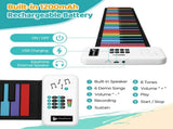 49-Key Rainbow Roll-Up Piano Silicone Waterproof Soft Keyboard, Foldable Portable, Music V1232-ZDGQ-49J-003