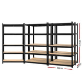 Giantz 5x1.8M Garage Shelving Warehouse Rack Pallet Racking Storage Shelf Black WR-E-9X18-GVN-BKX5