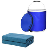 Blue Microfiber Car Cleaning Towel and 20L Foldable Self Standing Water Bucket V888-ELOSUNG52052