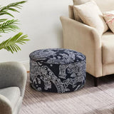 SOGA 2X 50x30CM Black Round Soft Pouffe Seat Cushion Elegant Home Accent Dcor Stylish Footstool POUFFE641X2