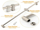 Solid Brass Brushed Nickel Long Sliding Rail Bar Swivel Handheld Shower Holder V1233-376704ROBN