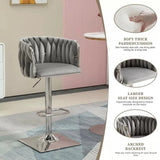 SERENIT Modern Velvet Breakfast Bar Stools Swivel Barstools Adjustable Counter Stools with Backrest V255-SE-SP1782R-GREY