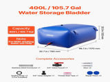 Water Storage Bladder 400L Large Capacity Water Bag, Portable & Collapsible Soft Waters Container, V952-CSDLSPVC400L9HOR6001V0