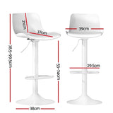 Artiss Bar Stools Kitchen Swivel Gas Lift Stool Leather Dining Chairs White x2 BA-KJ-GL-BPP-SPU-WHX2