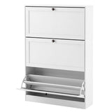 Levede Shoe Cabinet 3 Flip Drawers Adjustable Shelf Shoe Organiser Storage Rack EA0293-WH-3-AU