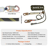 VEVOR Vertical Lifeline Assembly 0.55'' x 50' Fall Protection Rope 30 KN ANSI V952-CZSMXHHXWS5055O6YV0