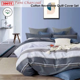 Pani Charcoal Reversible Quilt Cover Set Queen V442-ATX-QUILTCS-300TCPANI-CHARCOAL-QS