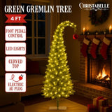 Christabelle 4ft Christmas Gremlin Tree Curved Top Red Bauble Built In Green & White LED Lights 112_HZG4