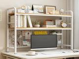 CARLA HOME 2-Tier Metal Desktop Hutch Bookshelf with Grid Panel for Computer Desk and Office LSB-36220