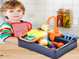 19PC Kitchen Play Sink Toy with Play Food & Color Changing Toy Dishes Play Sink with Running Water V1192-AZ-W-10044