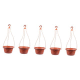 5-Pack Red Plastic Hanging Flower Pots with Hooks, Plant Hangers for Home, Balcony, Garden Decor V1192-AZ-W-22301