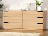 Artiss 6 Chest of Drawers Dresser Table Pine FUR-U-CDR-06-WD-AB