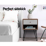 Artiss Bedside Table 1 Drawers with Shelf - LARS FURNI-G-IND-BSIDE-01-WD