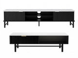 Artiss TV Unit & Coffee Table Set Storage Shelf Black FUR-S-TV-COF-WHBK