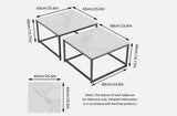 Interior Ave - Ciest Square Nested Coffee Table Set - White Marble Stone V355-IA-CT15-MB