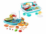 Keezi Kids Pretend Kitchen Sink and Water Playset Fishing Game Toys Play food PLAY-SINK-COMBO