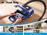 DEVANTI Bagged Vacuum Cleaner Powerful Suction for Carpet Wood Tile Floor VAC-KB-2108-BU