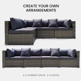 LONDON RATTAN 4 Seater Modular Outdoor Lounge Sofa Setting, Grey V219-OTDOLSLR4SGY1