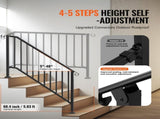 Handrails for Outdoor Steps, 5 Step Stair Hand Rail Kit, Transitional Carbon Steel Railings with V952-BPXGMDZLSLZFDP9MRV0