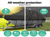 Seamanship Boat Cover 19-21ft Trailerable Jumbo Marine Grade Heavy Duty Black TJBC-1921-BK