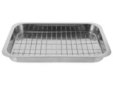 Deep Roaster Pan Tray Baking Sheet and Rack Set Nonstick Steel Roaster Lasagna Pan Baking Tray with V1192-AZ-W-17053