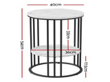 Artiss Set of 2 Side Table Coffee Table 2-Tier Round Marble Effect FUR-S-COF08-MB-WHX2