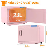 Pink 23L Hot Towel Warmer Cabinet with UV Sterilizer for Salon and Home Use V178-59262