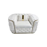 1 Seater Sofa Beige Velvet Fabric Solid Wood construction Gold Stainless Steel Trim V43-SOF-DUK1SBG