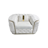 3-1-1 Seater Sofa Set Beige Velvet Fabric Solid Wood construction Gold Stainless Steel Trim V43-SET-DUK-3-1-1