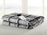 Giselle Bedding Electric Throw Rug Flannel Snuggle Blanket Washable Heated Grey and White Checkered EB-THROW-RUG-FLN