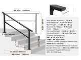 Outdoor Handrails for Steps, 4-5 Step Stair Rail Kit, Black Square Tube with Horizontal Bar, Carbon V952-FGDHGZLSLZFSY0FVPV0