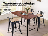 Artiss 4x Bar Stools Kitchen Counter High Chair Dining Stackable Metal Black BA-KJ-J004-WDX4