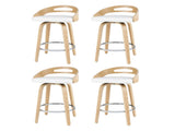 Artiss 4x Bar Stools Swivel Dining Chairs Low Back Counter Seat PU Cushion BA-TW-8566-WHX4-AB