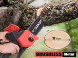 12 inches Cordless Electric Chainsaw with Brushless Motor 48-Volt Lithium-ion Handheld Power Chain V1294-YM0901-H48140RBEU