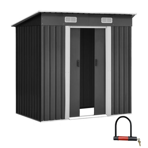 Giantz Garden Shed 1.94x1.21M Sheds Outdoor Storage Workshop House Tool Shelter Sliding Door SHED-FLAT-4X6-AB