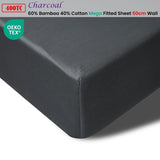 Accessorize 400TC Charcoal Bamboo Cotton Mega / Super Fitted Sheet 50cm Wall King V442-HIN-FITTEDS-BAMBOOCOTTON50CM-CHARCOAL-KI