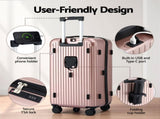 Wanderlite 28" Trunk Luggage Suitcase Travel 5 Wheels Type-C Port TSA Rose Gold LUG-ABS-TRUK-28-RG