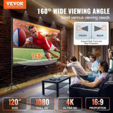 VEVOR Projector Screen with Stand, 120 inch 16:9 4K 1080 HD Outdoor Movie Screen with Stand, V952-TYPM20ZJSLJ13VYSQV0